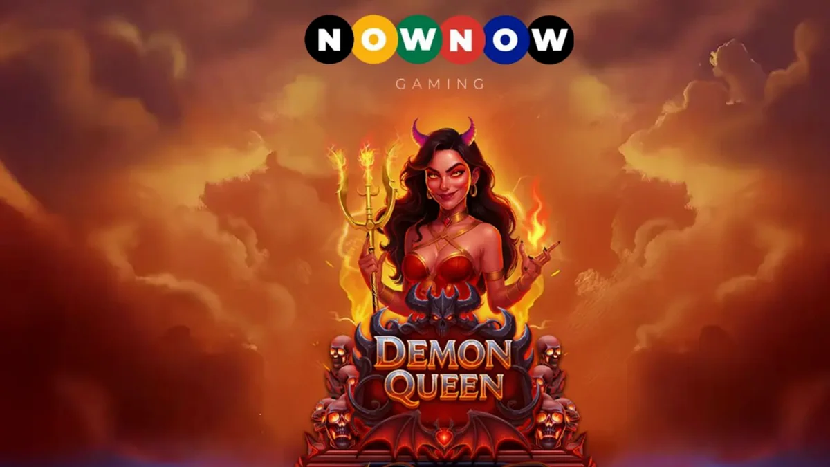 Tampilan visual slot Demon Queen dengan nuansa horor gotik dan elemen api