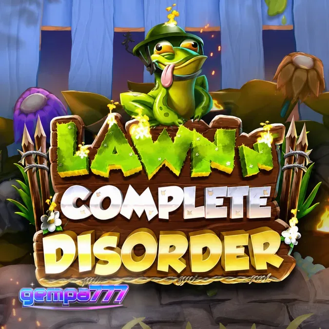 Tampilan visual slot Lawn N’ Complete Disorder dengan tema kebun kartun